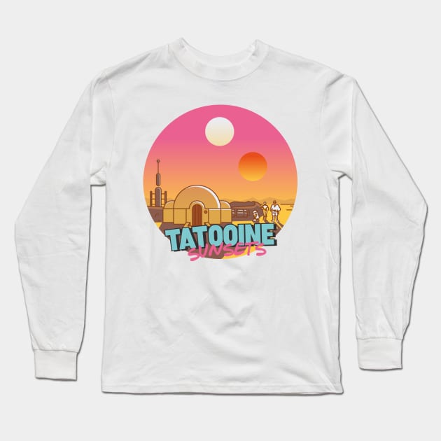 Tatooine sunsets vintage Long Sleeve T-Shirt by chillstudio